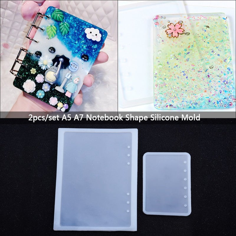 Hilitand 2pcs/Set A5 A7 Notebook Shape Art Decortive Silicone Resin for DIY Crystal Notepad Cover - Image 4